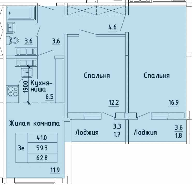 планировка квартиры 63 м2